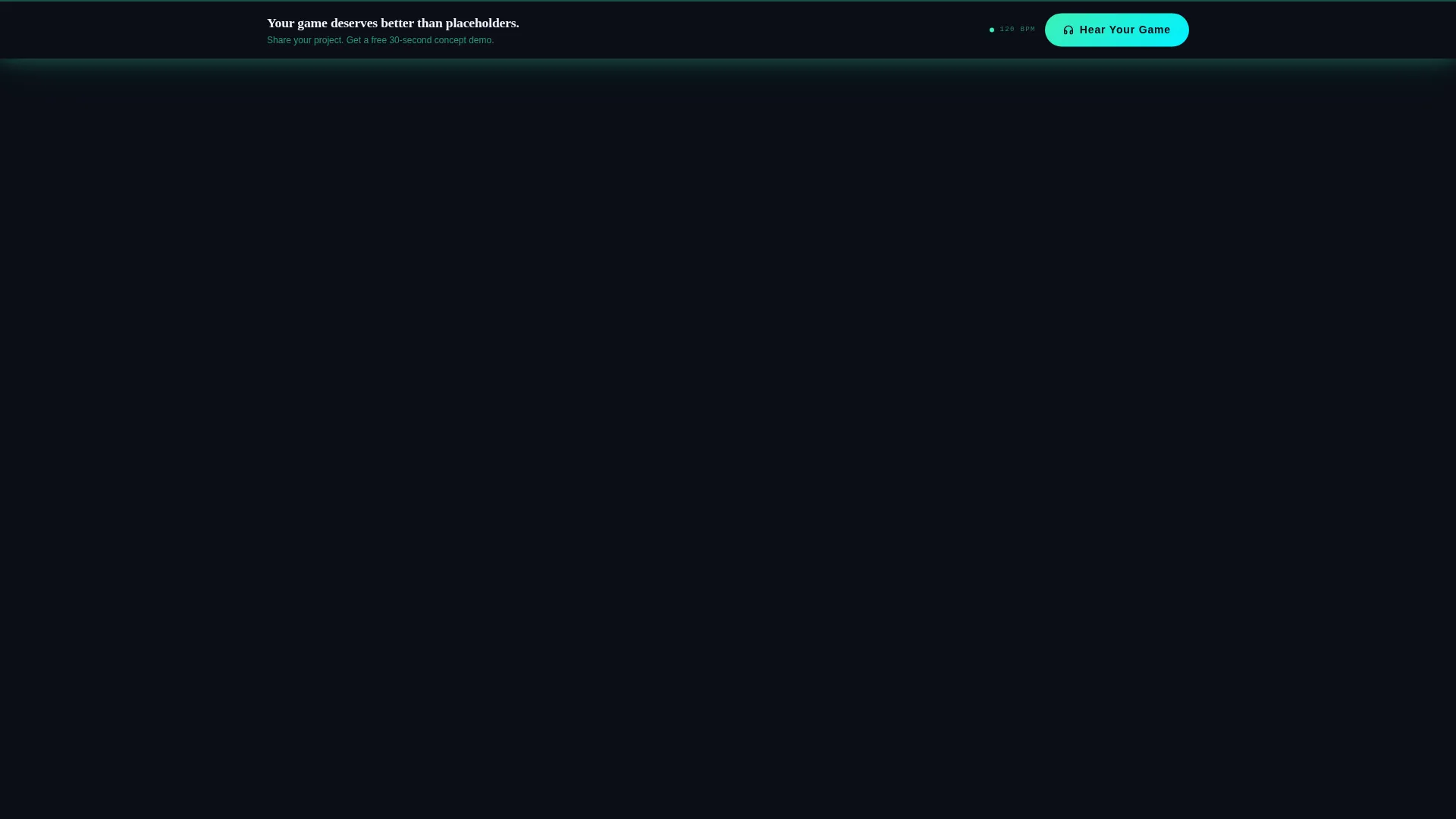 Game Sound Design Studio Landing Page Template