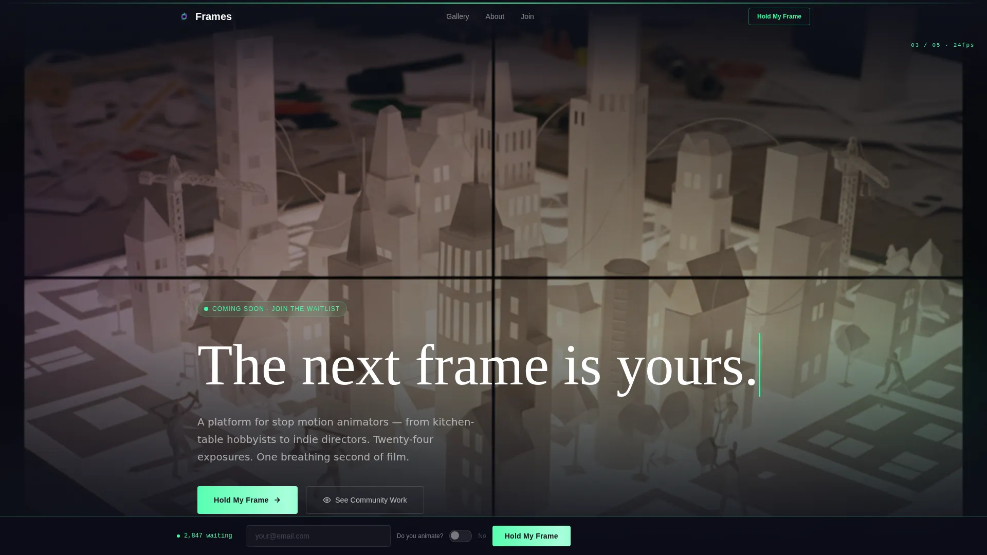 Stop Motion Animation Waitlist Landing Page Template