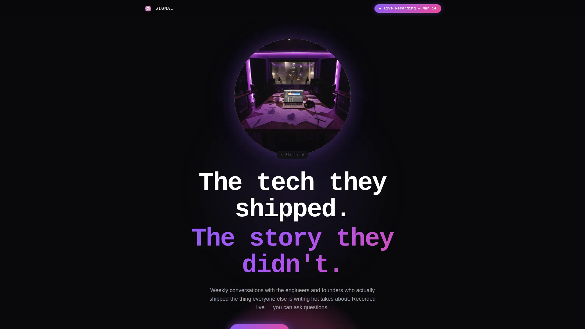 Dark Immersive Technology Podcast Landing Page