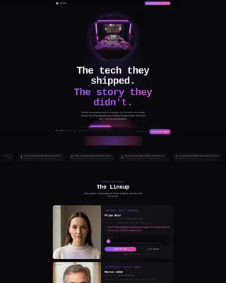 Dark Immersive Technology Podcast Landing Page