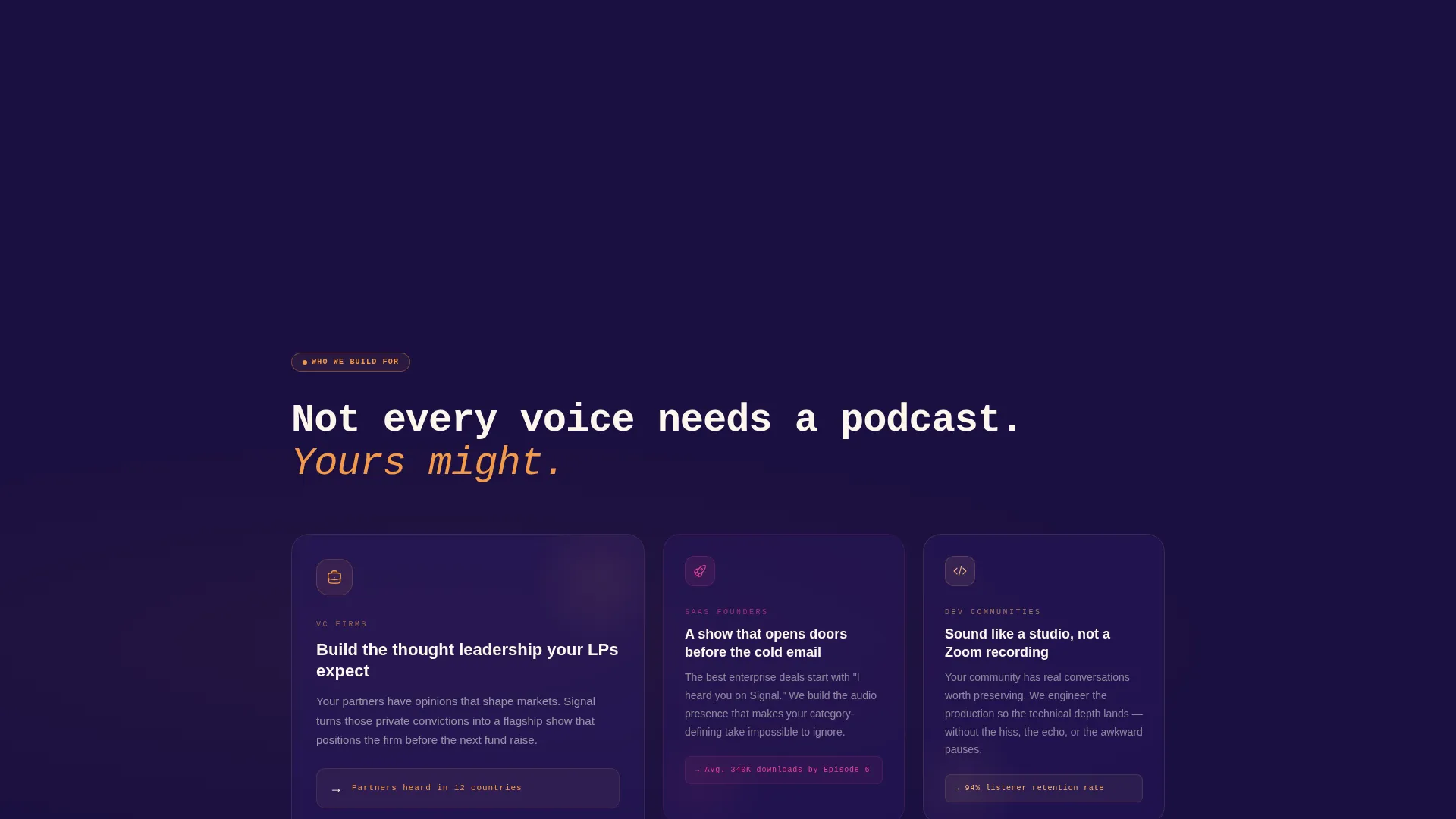 Immersive Podcast Production Landing Page Template