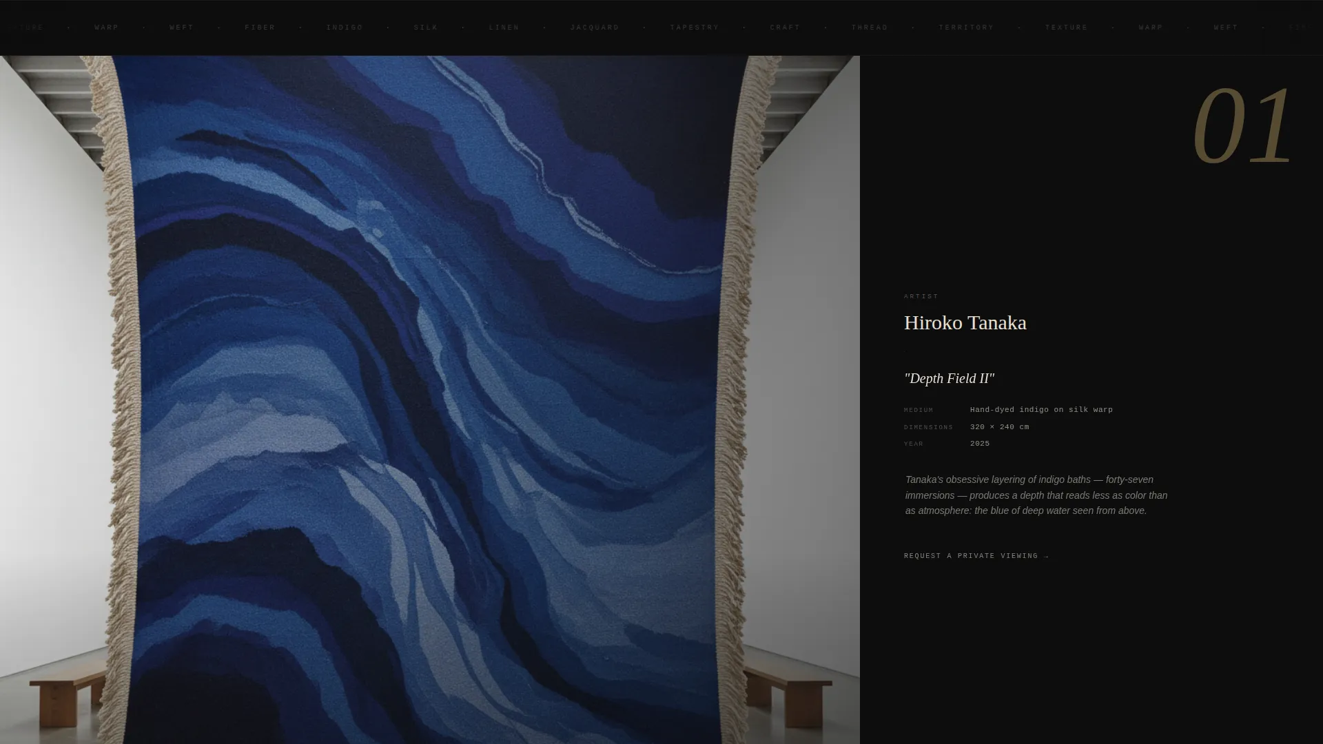 Cinematic Fiber Art Gallery Landing Page Template