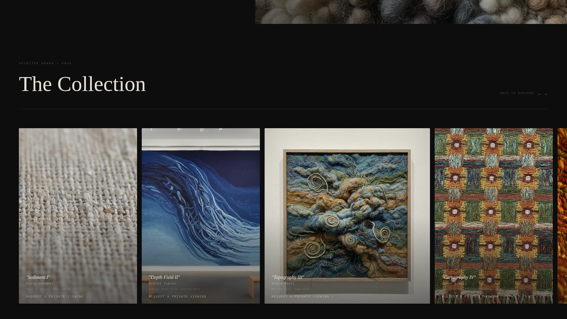 Cinematic Fiber Art Gallery Landing Page Template