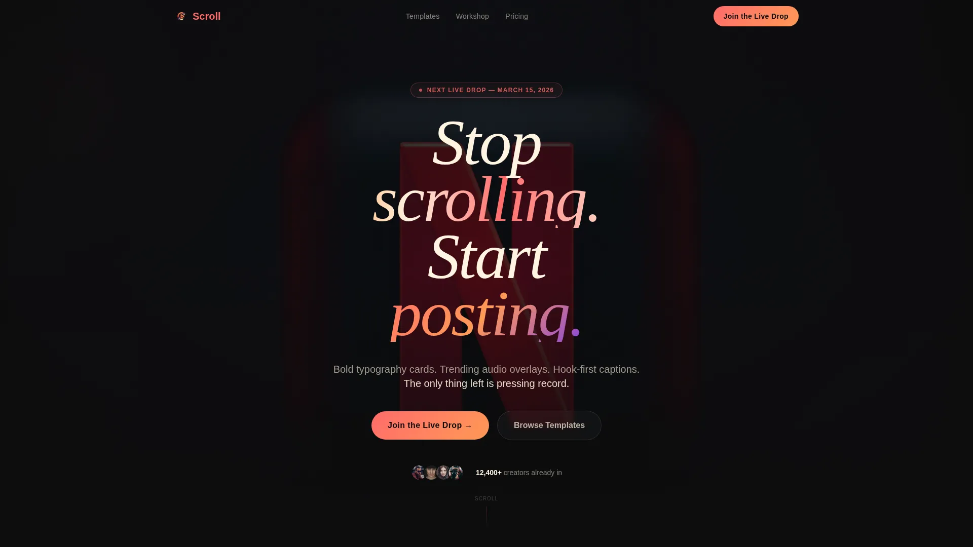 TikTok Post Template Landing Page for Creators