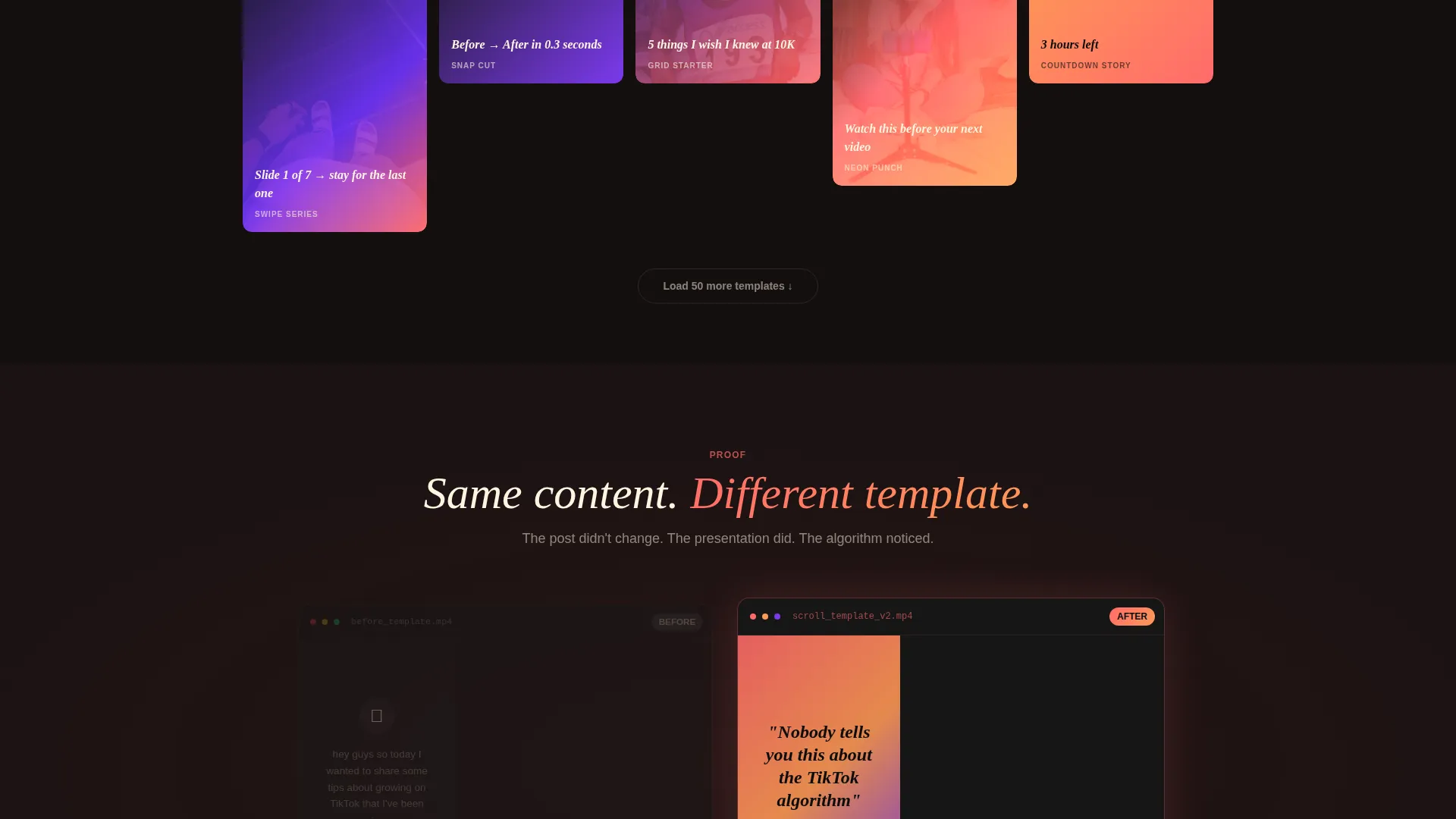 TikTok Post Template Landing Page for Creators