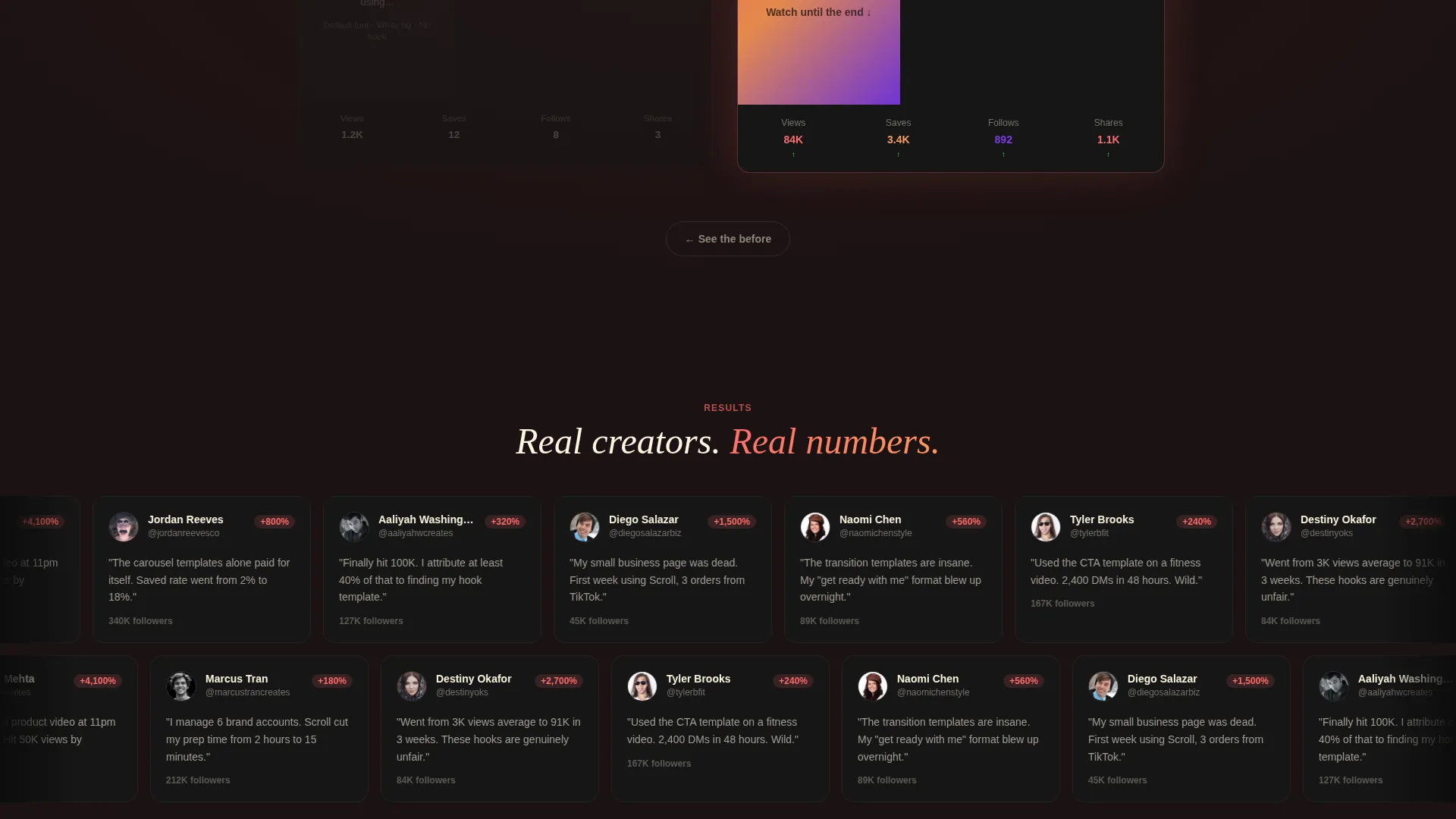 TikTok Post Template Landing Page for Creators