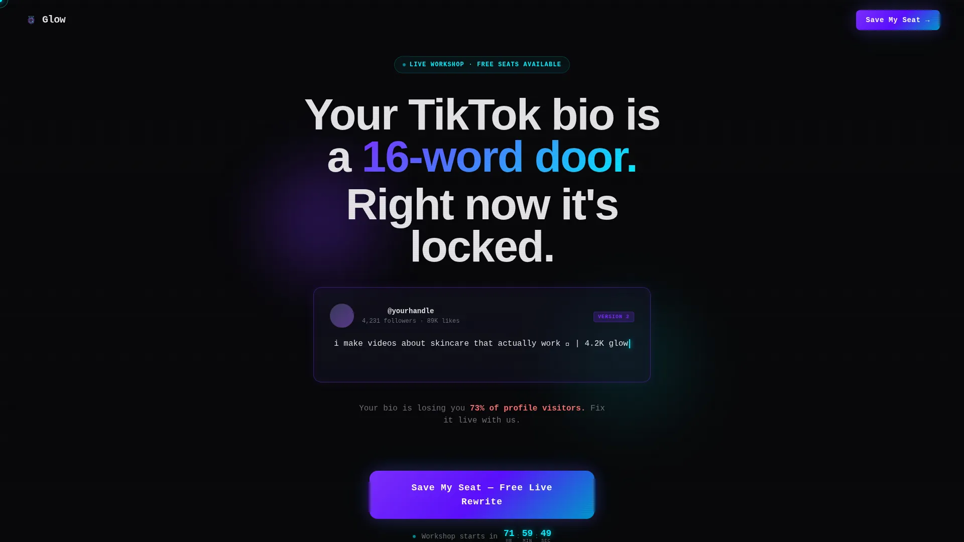 TikTok Bio Workshop Landing Page Template