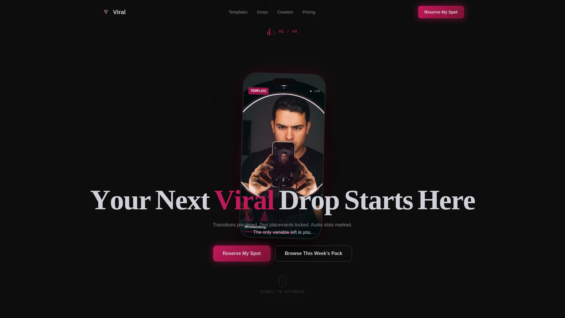 Electric Creator Landing Page Template for Short-Form Video