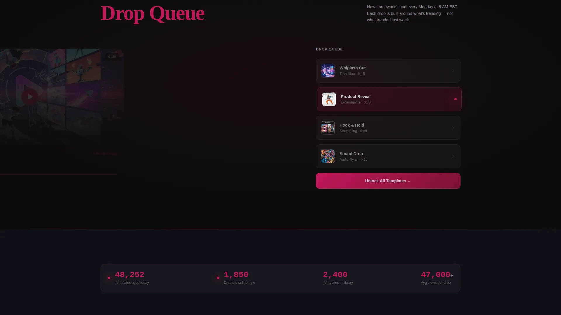 Electric Creator Landing Page Template for Short-Form Video