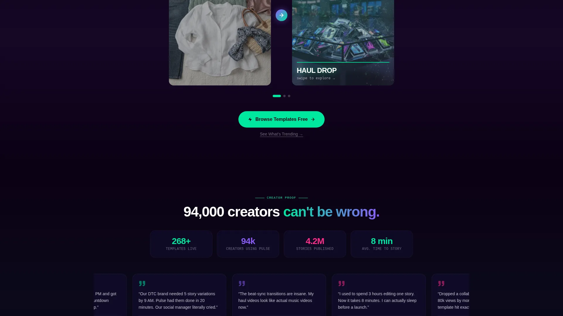 TikTok Story Template Landing Page for Creators