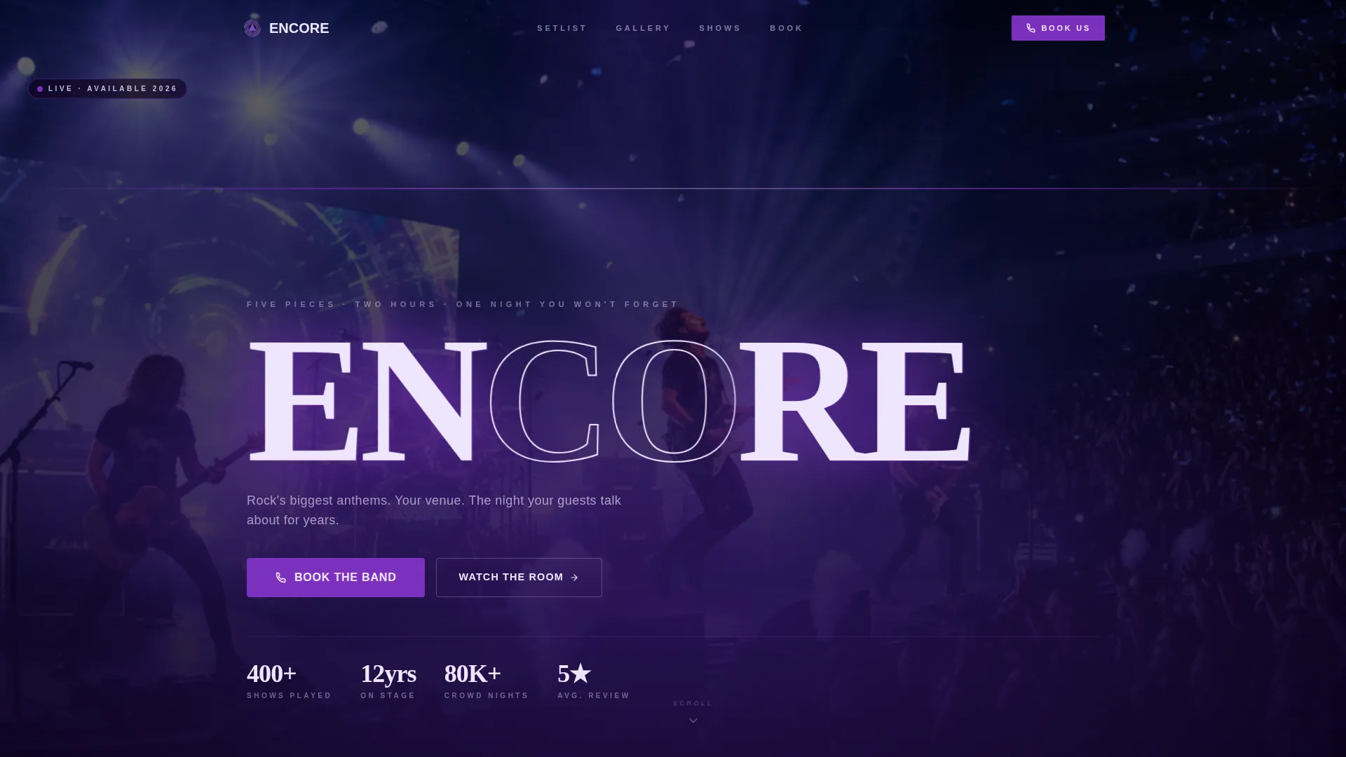 Rock Tribute Band Landing Page Template