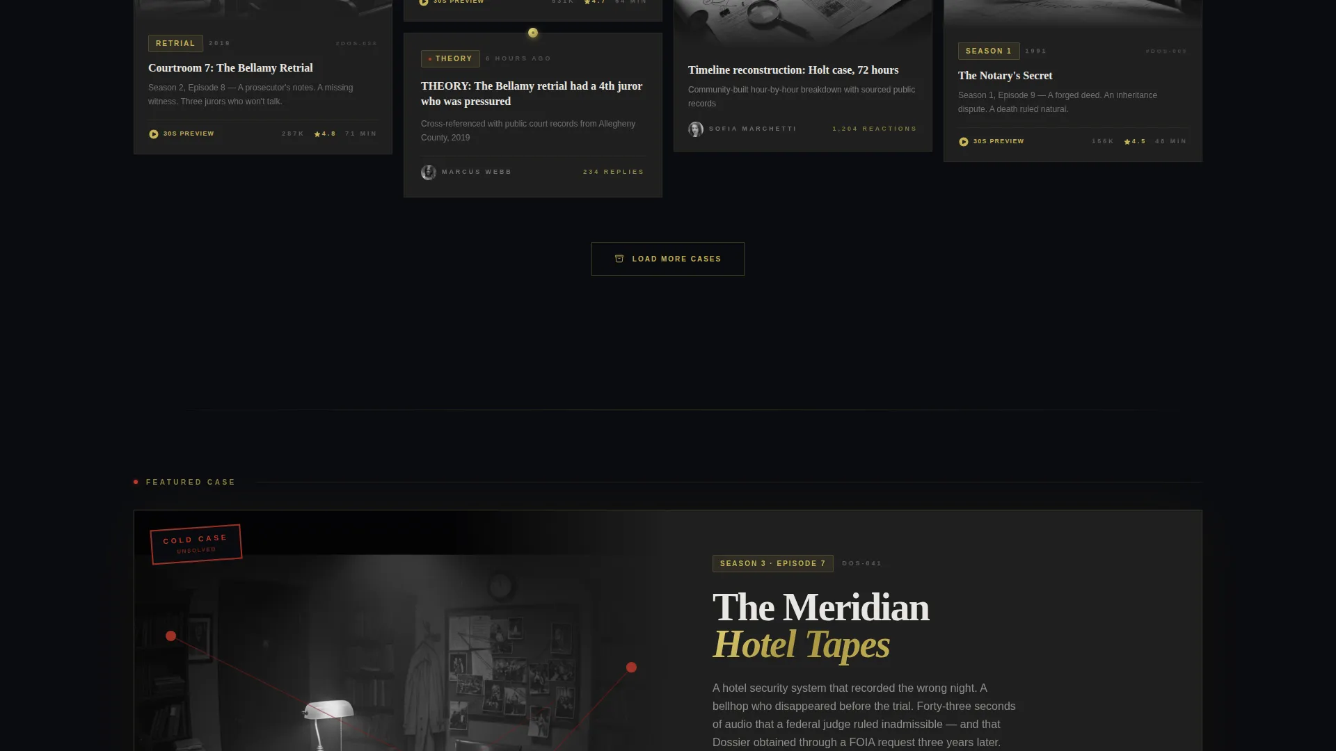 True Crime Podcast Landing Page Template