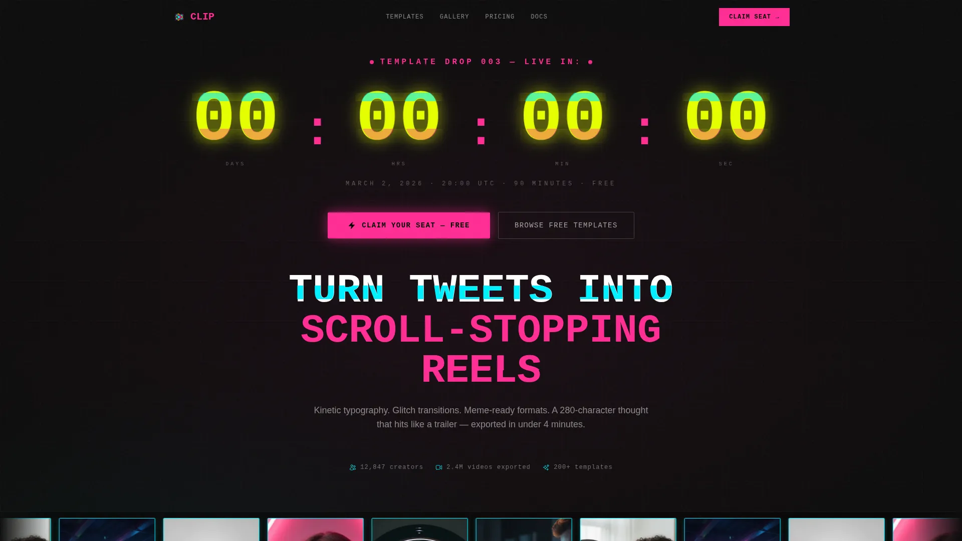Electric Reel Landing Page Template for Short Video Creators