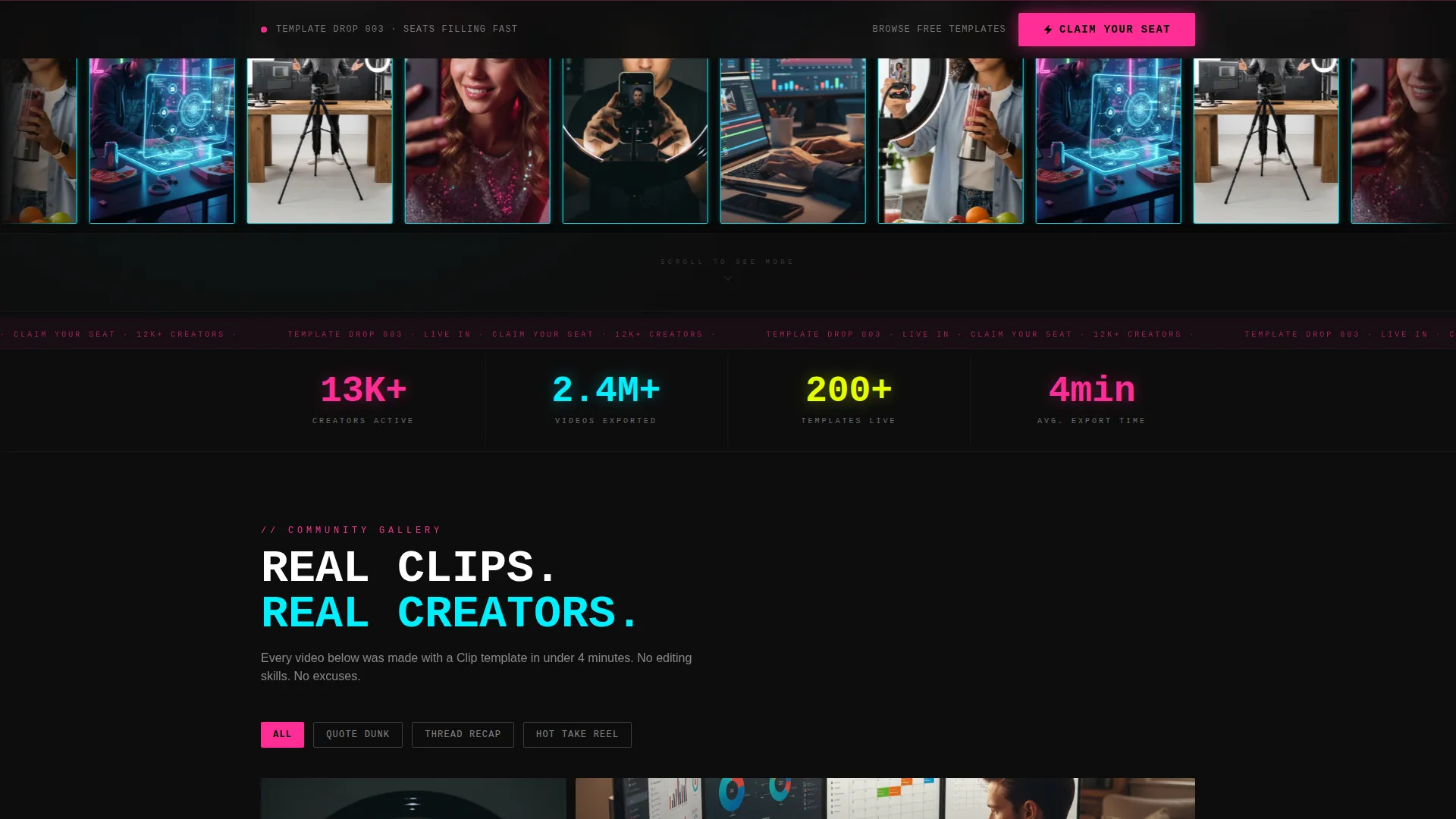 Electric Reel Landing Page Template for Short Video Creators