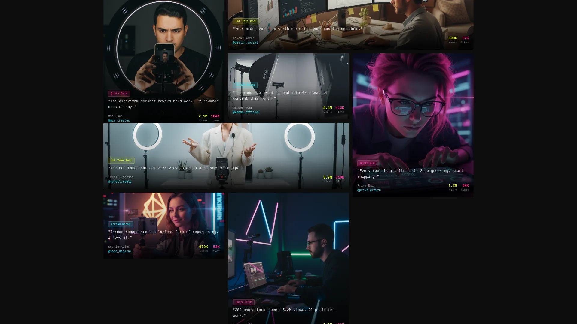 Electric Reel Landing Page Template for Short Video Creators