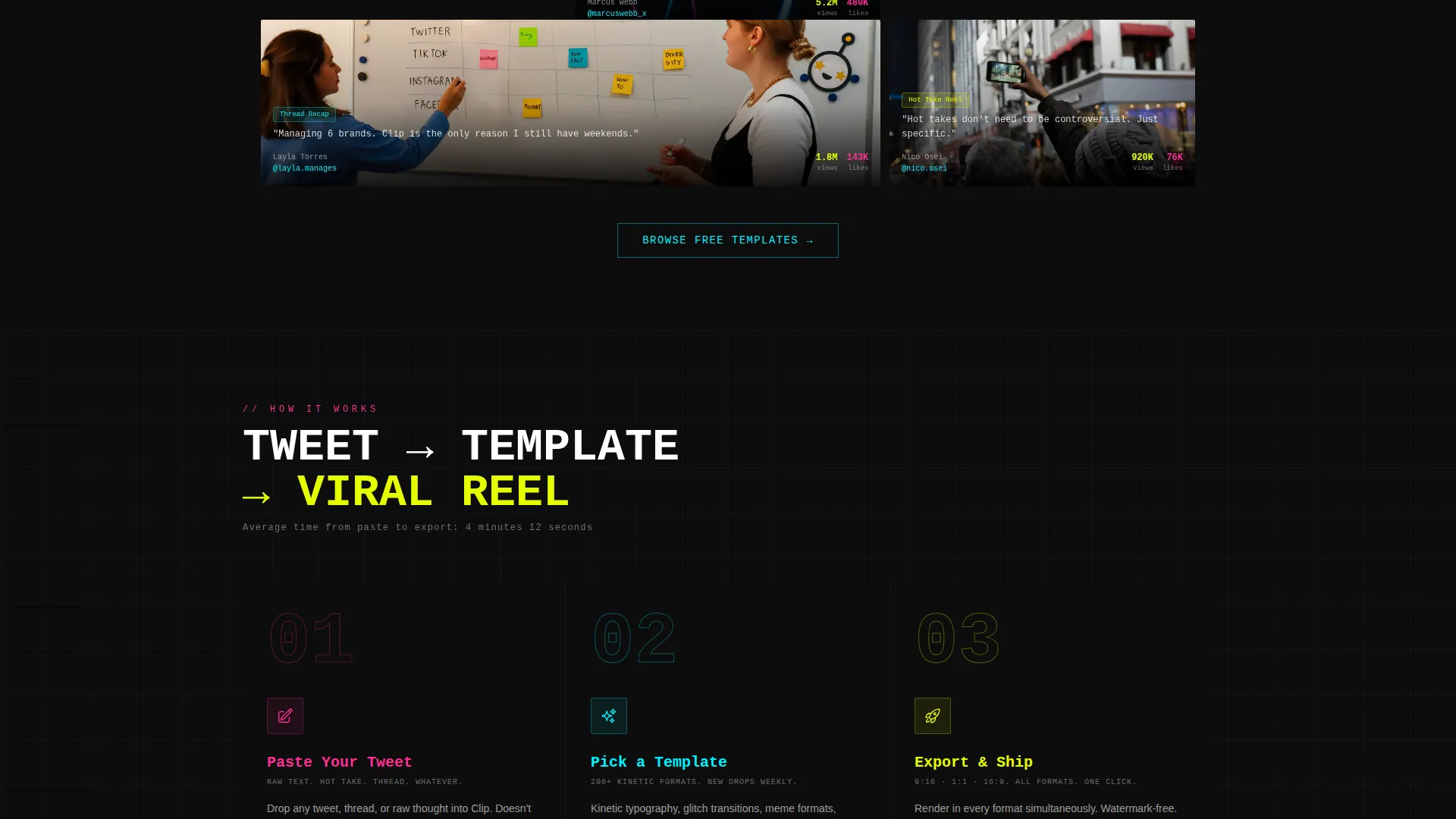 Electric Reel Landing Page Template for Short Video Creators