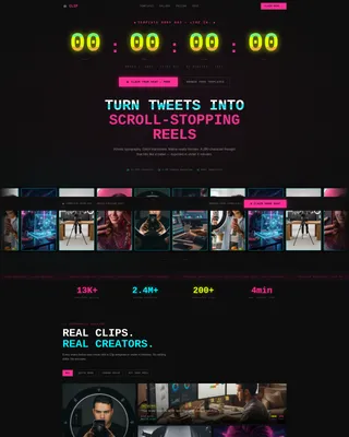 Electric Reel Landing Page Template for Short Video Creators