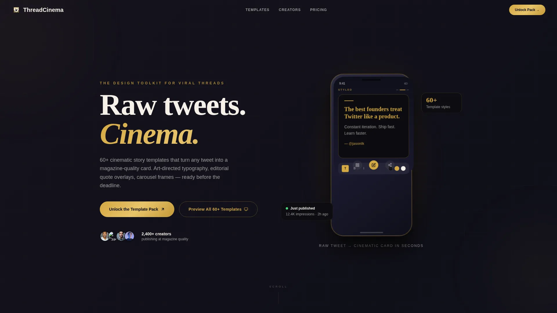 Cinematic Twitter/X Story Template Landing Page