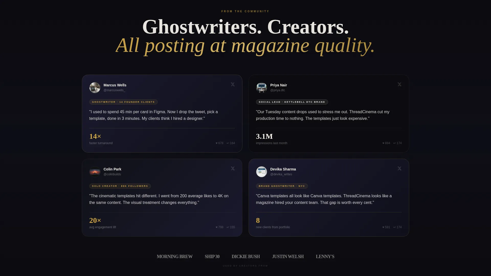 Cinematic Twitter/X Story Template Landing Page