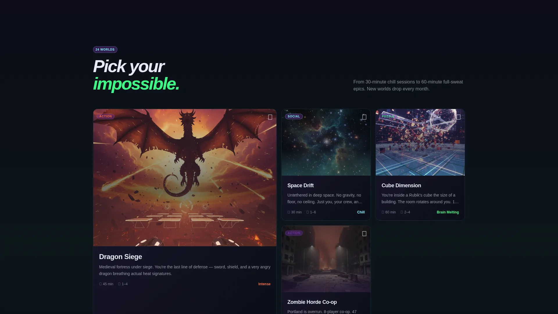 VR Entertainment Center Landing Page Template