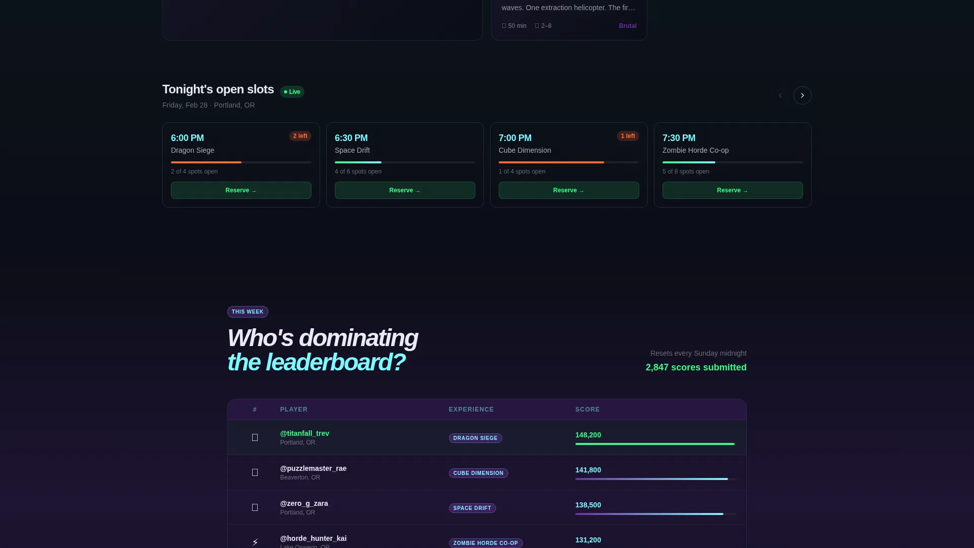 VR Entertainment Center Landing Page Template