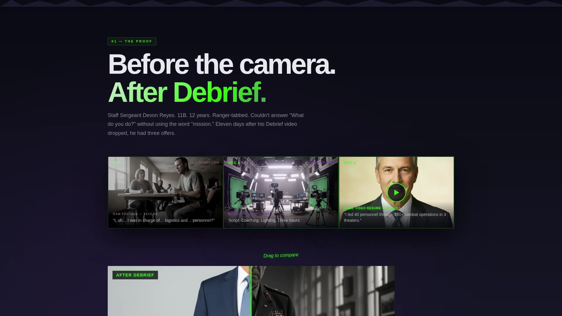 Military to Civilian Video Resume Landing Page