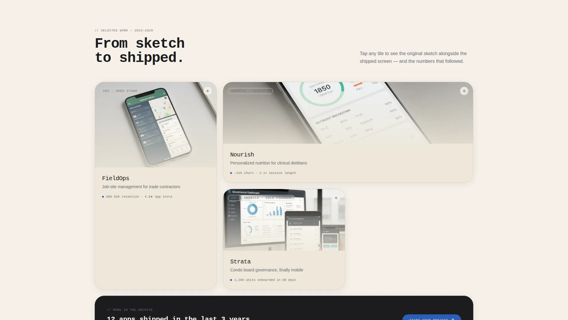 Mobile App Developer Bento Grid Landing Page