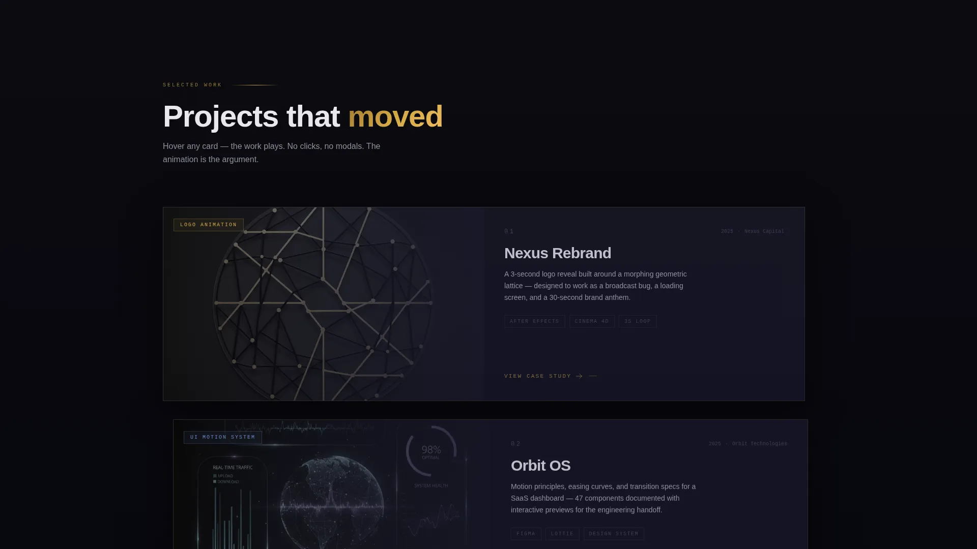 Motion Designer Portfolio Landing Page Template