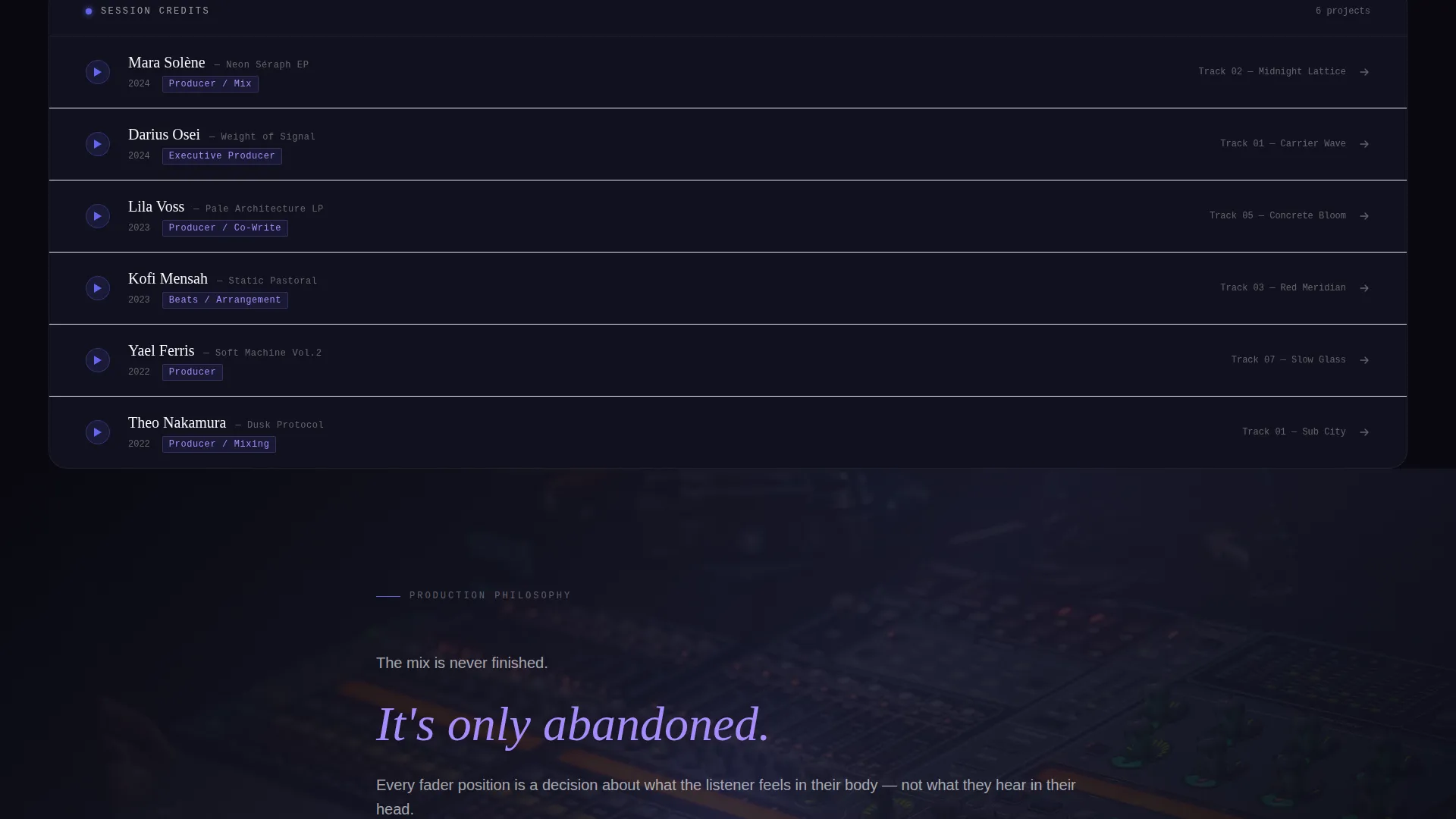 Immersive Music Producer Landing Page Template