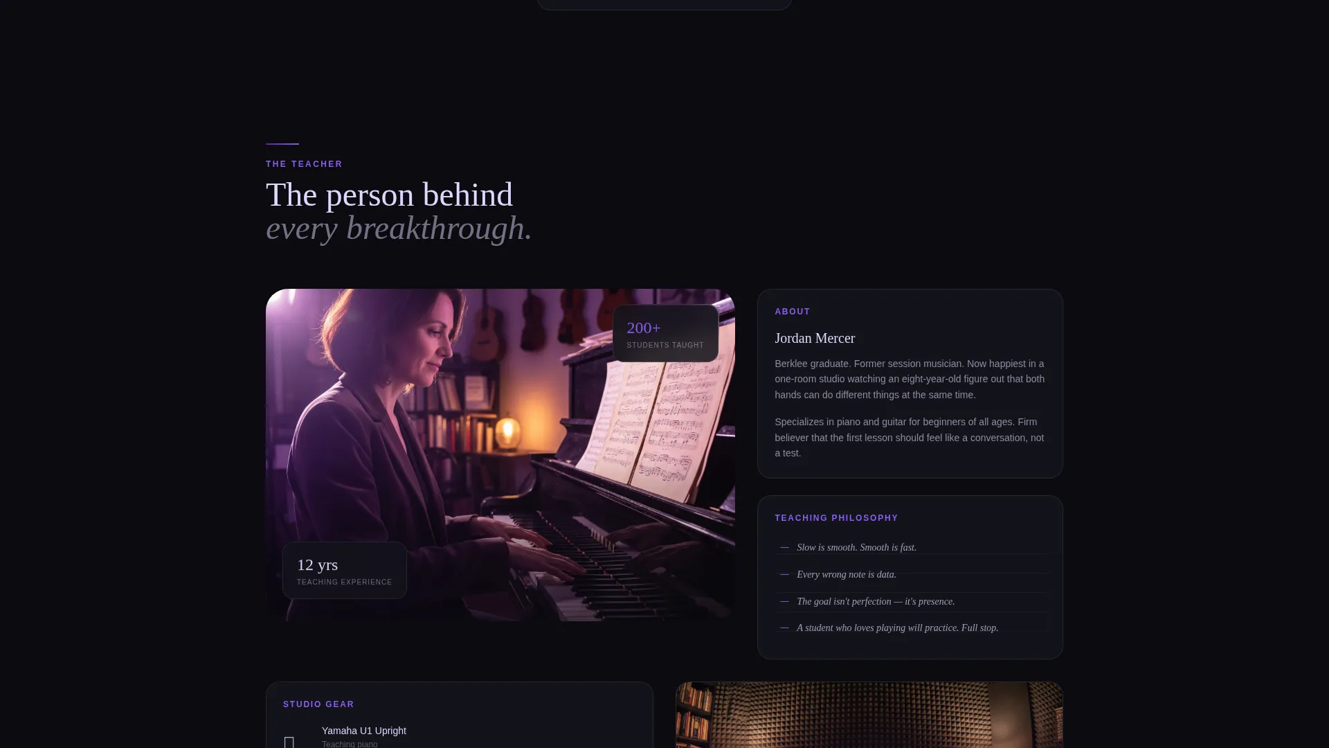 Music Teacher Portfolio Landing Page Template