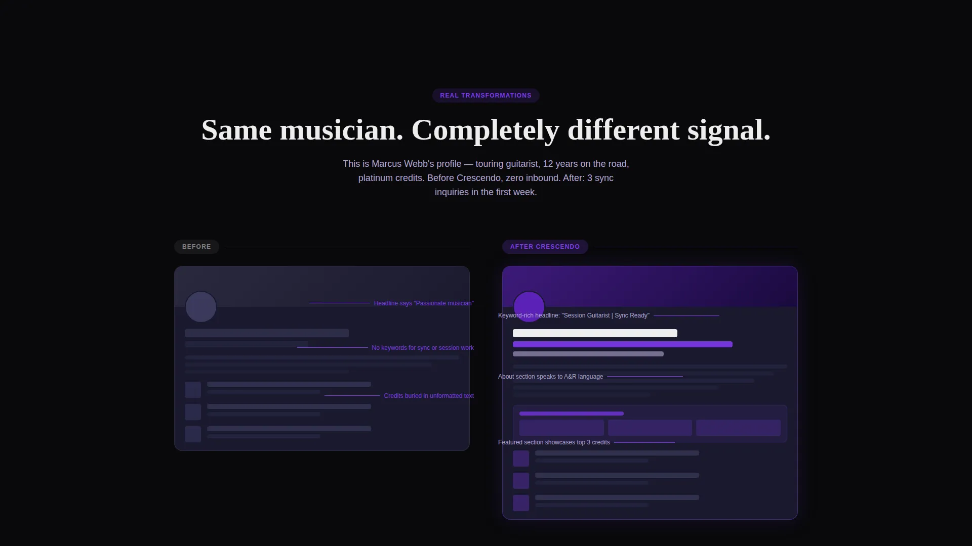 Musician Profile Booking Website Template