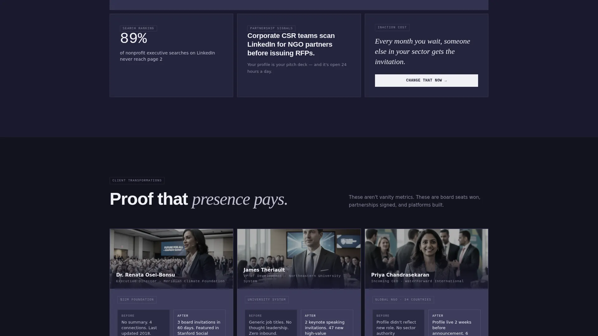 Nonprofit Leader Career Professional Website Template