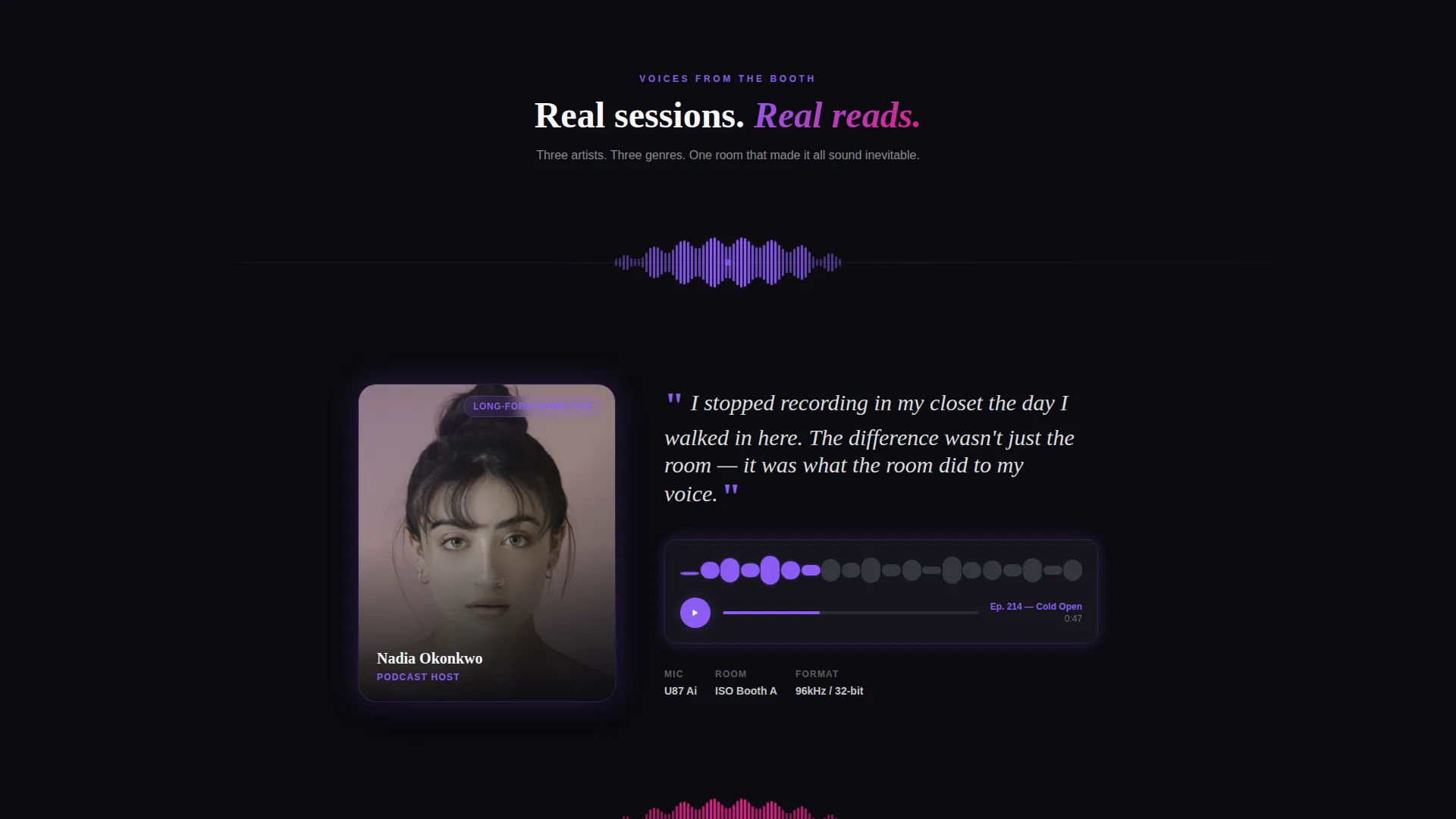 Voiceover Studio Waitlist Landing Page Template