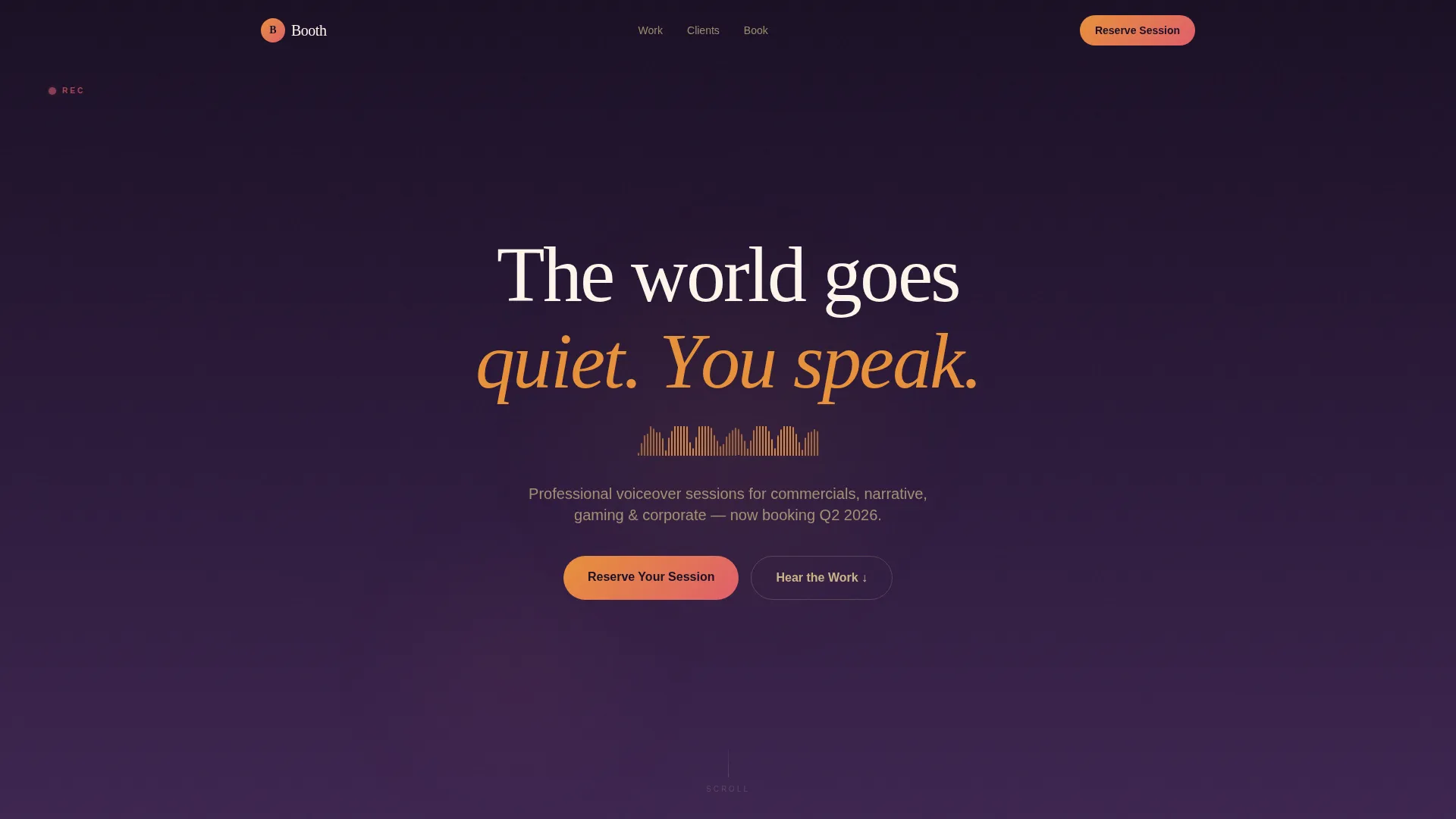 Immersive Voiceover Studio Landing Page Template