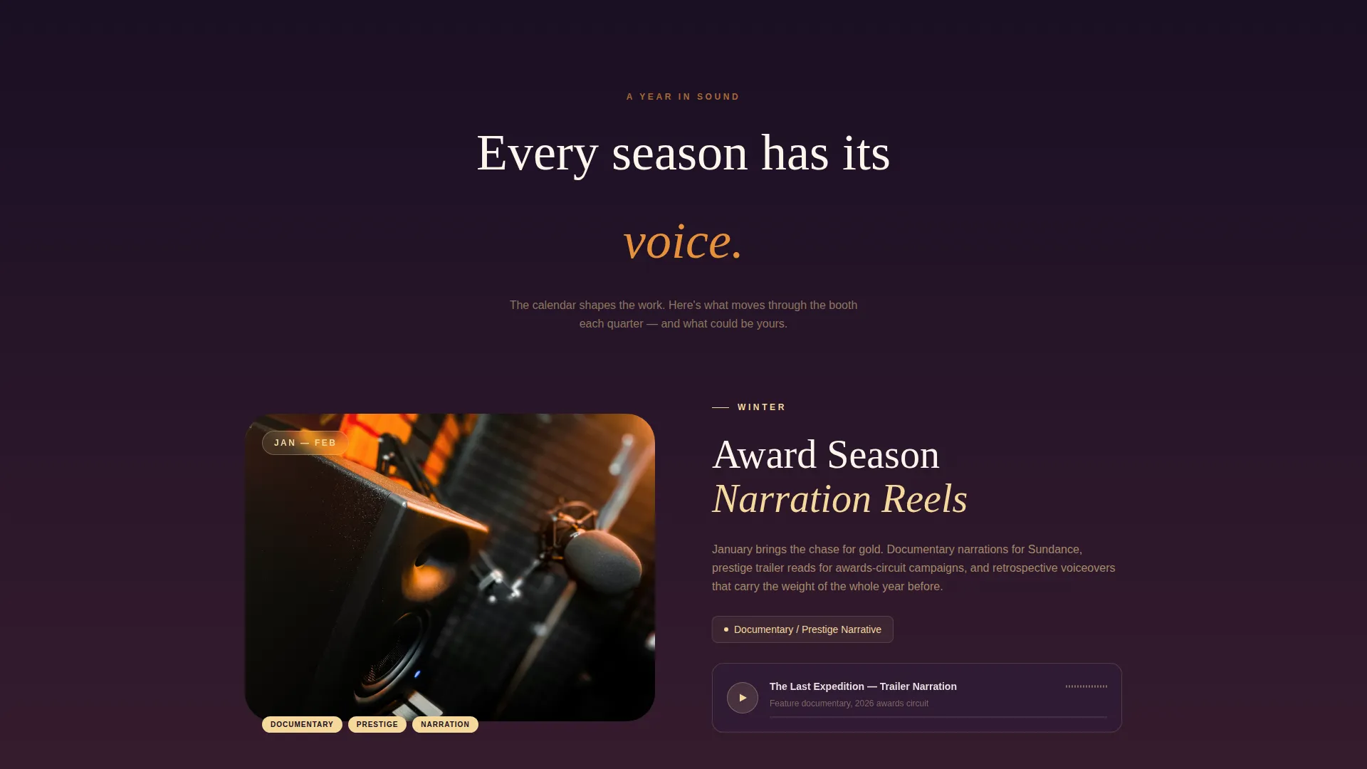 Immersive Voiceover Studio Landing Page Template