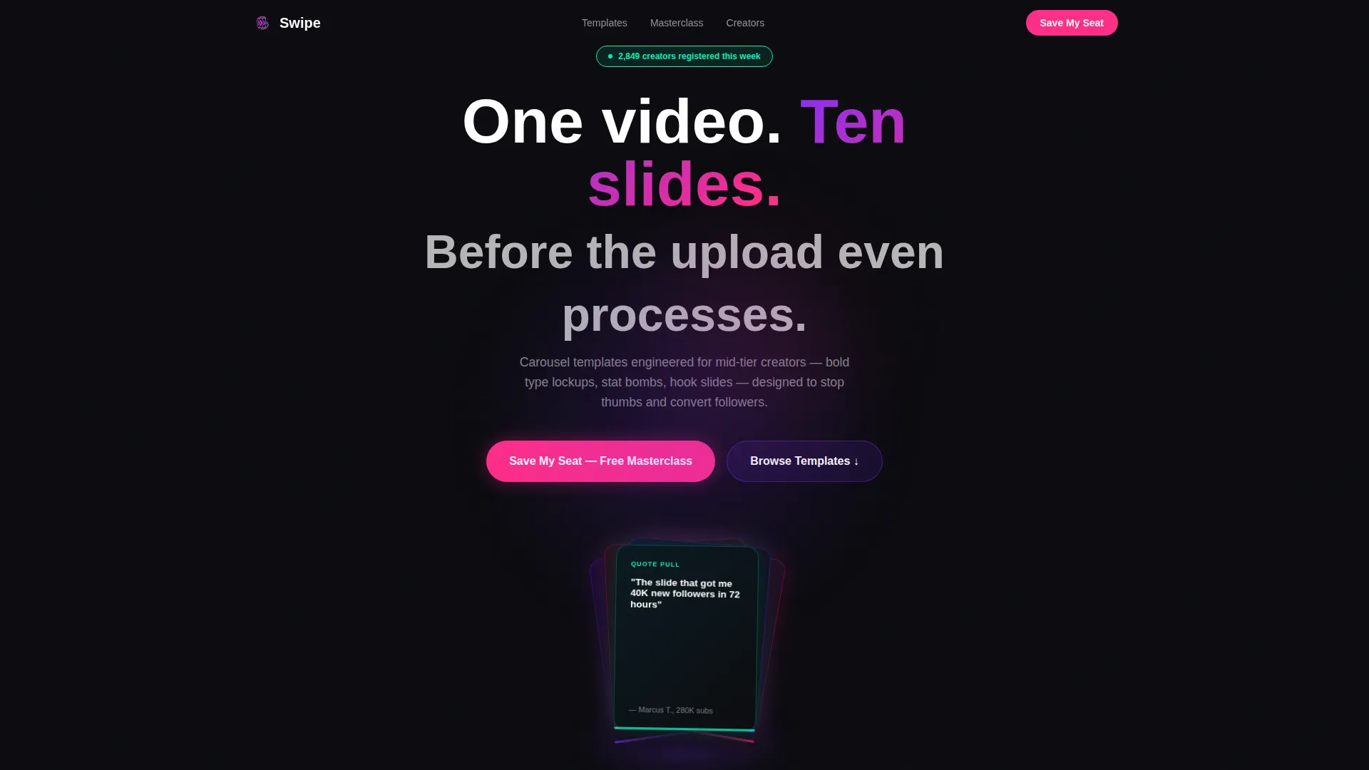 YouTube Carousel Template Landing Page