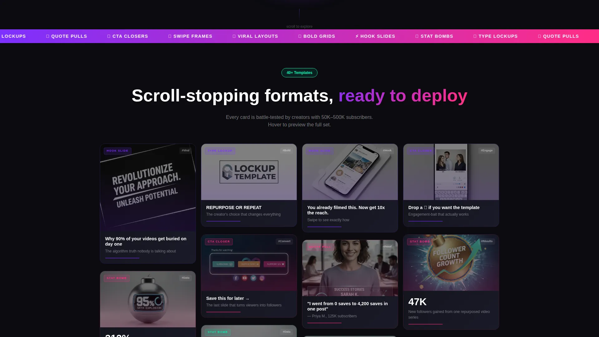 YouTube Carousel Template Landing Page