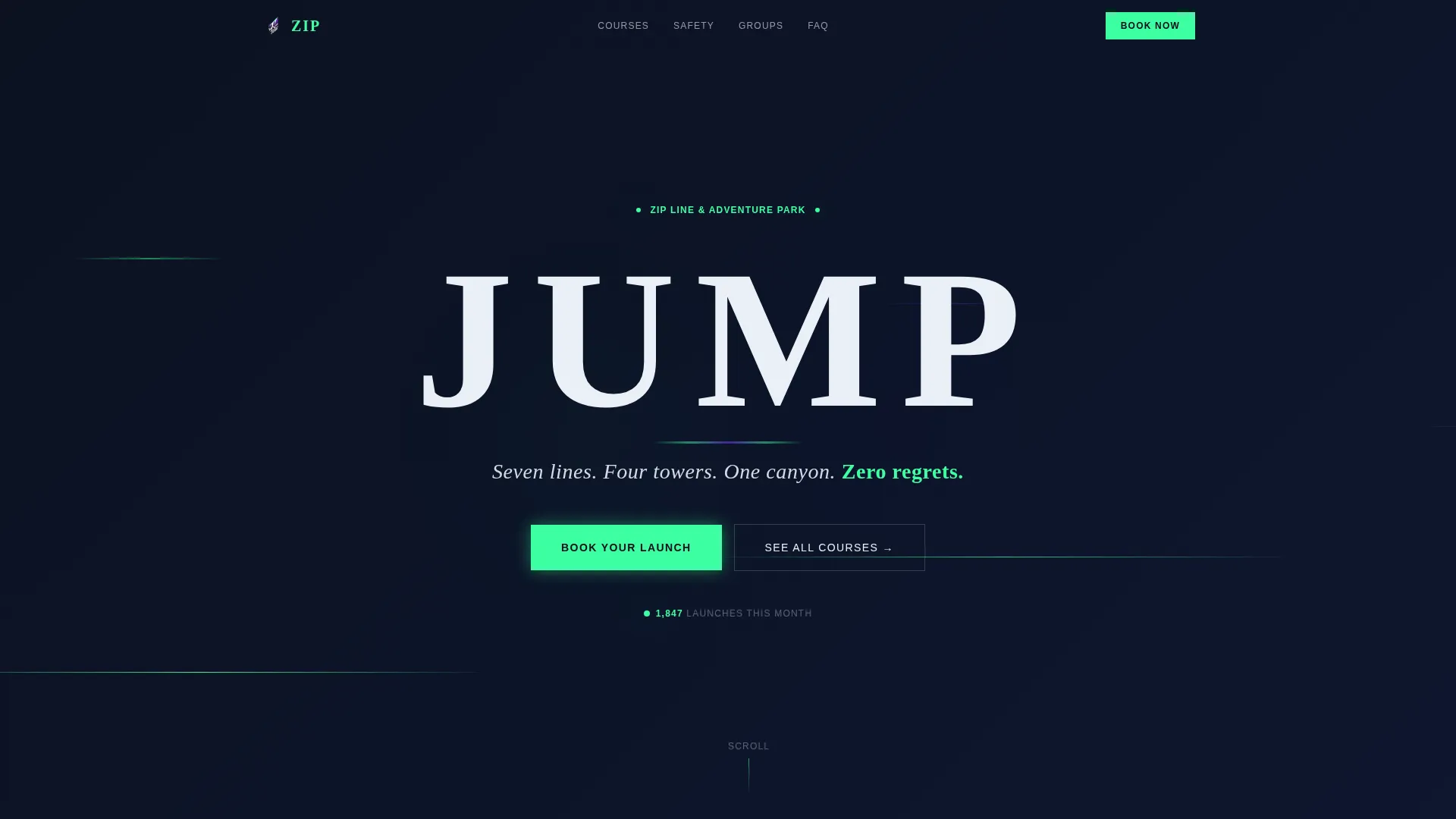 Adventure Park Landing Page Template | Zip Line Booking