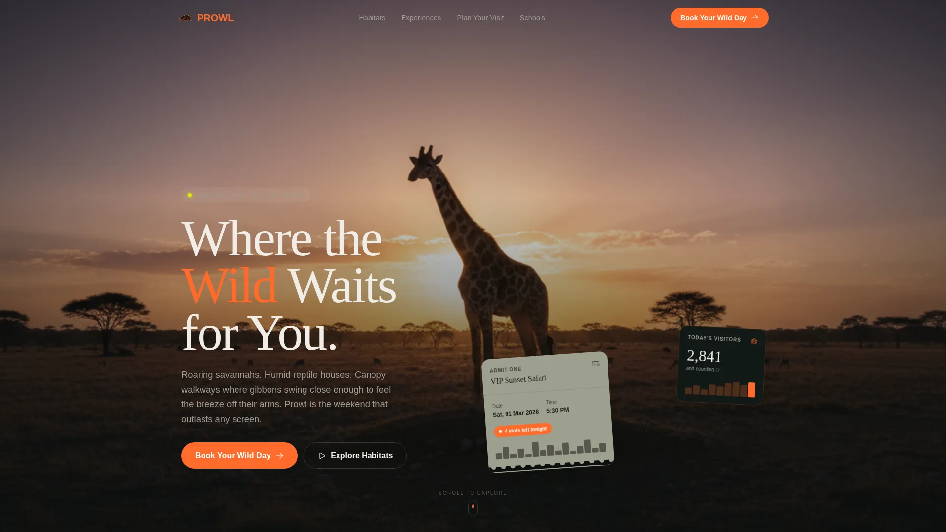 Immersive Zoo & Wildlife Park Landing Page Template