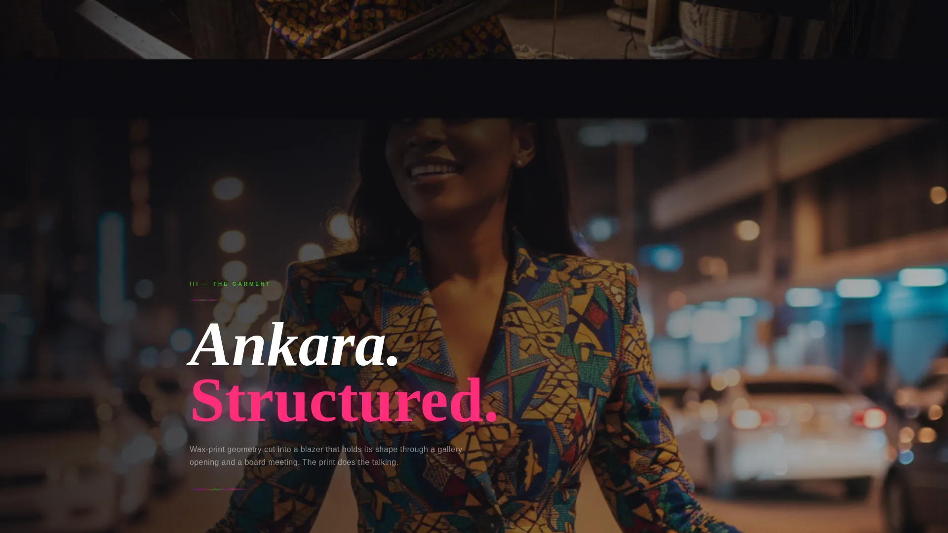 Dark Immersive Waitlist Landing Page for African Fashion