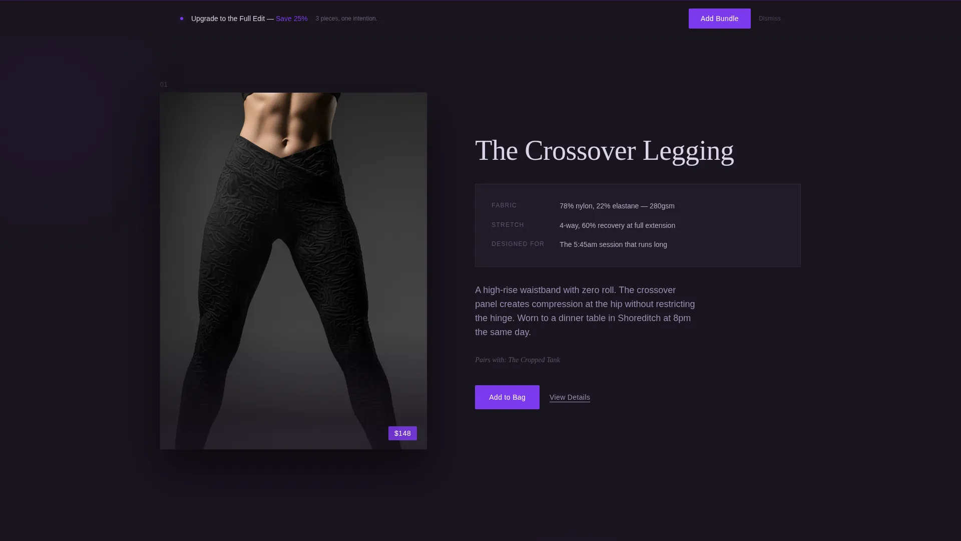 Dark Immersive Athleisure Landing Page Template