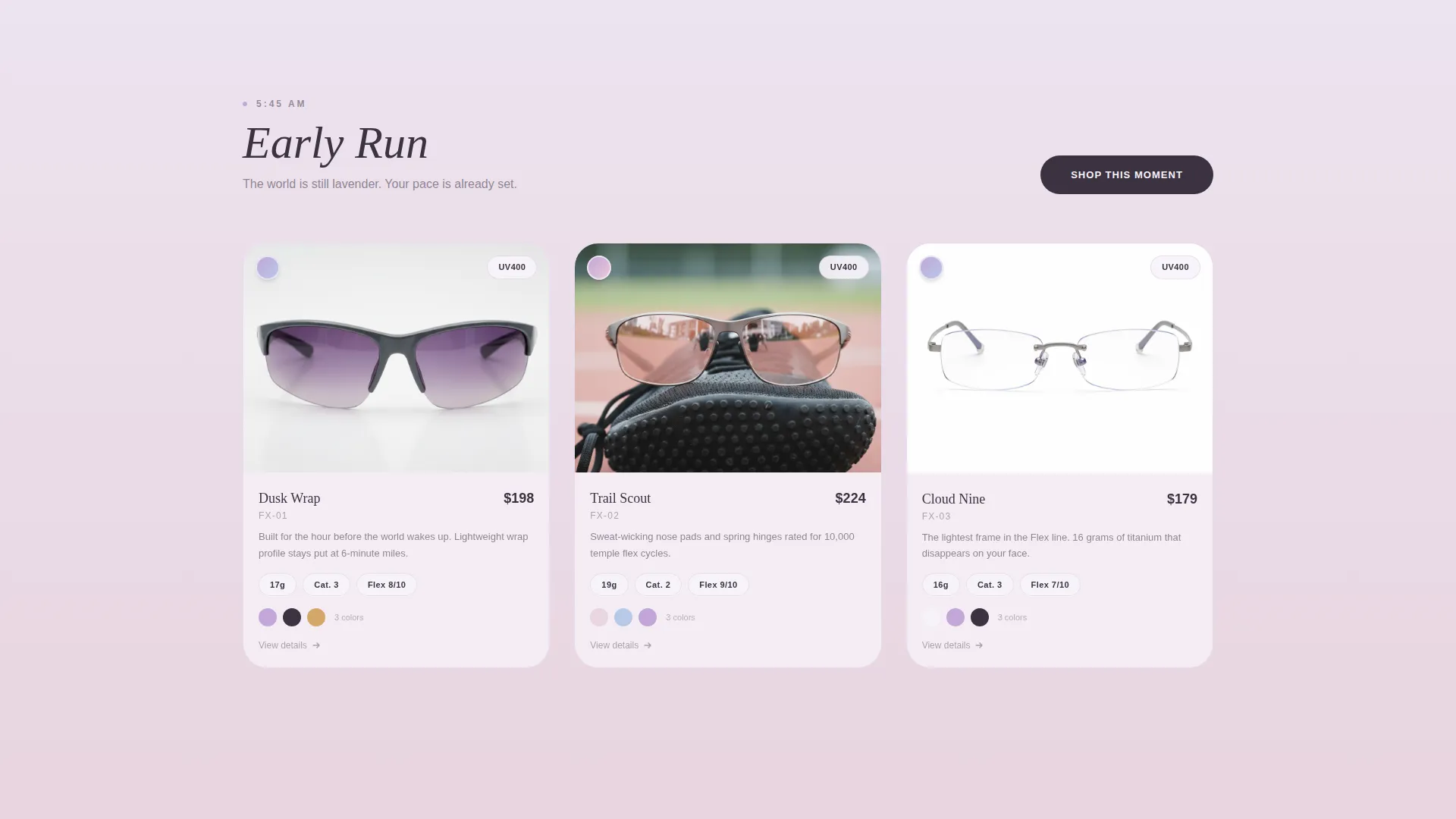 Athleisure Eyewear Gallery Landing Page Template