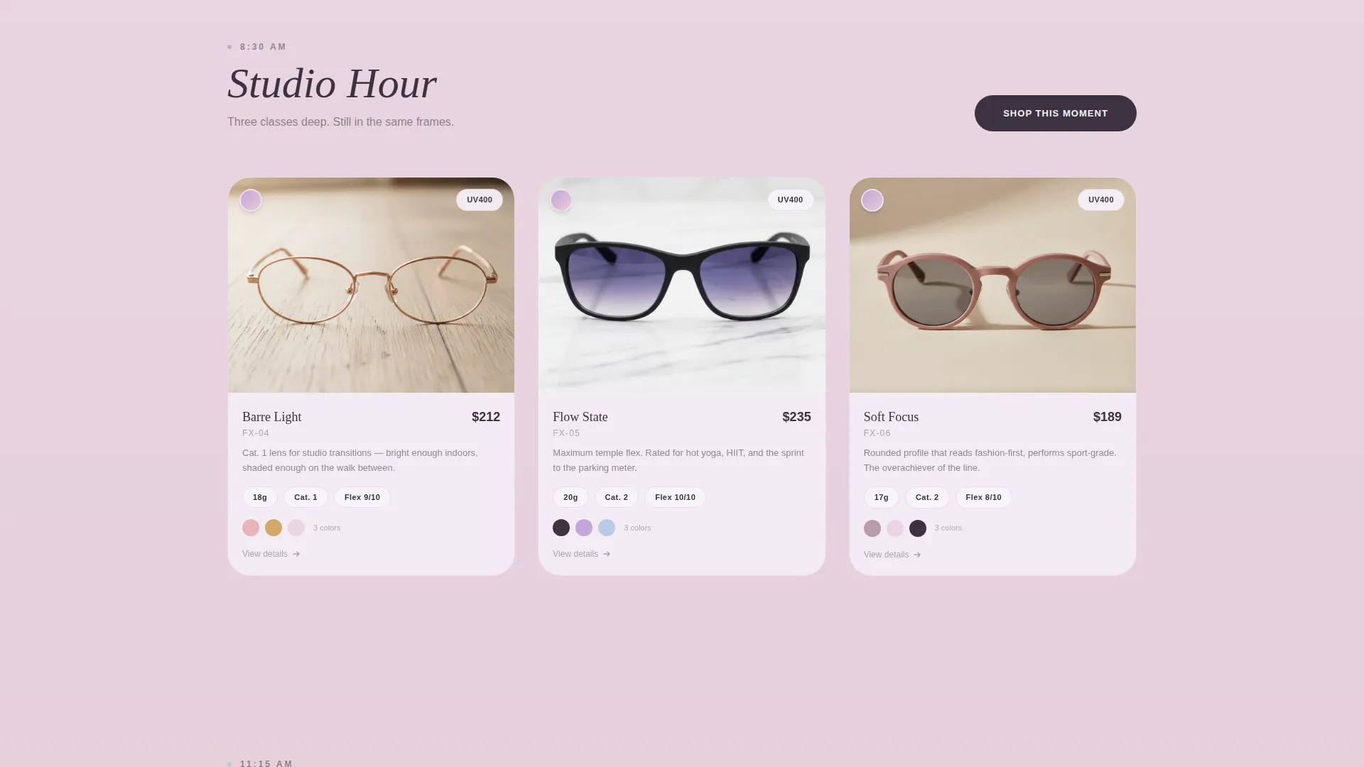Athleisure Eyewear Gallery Landing Page Template