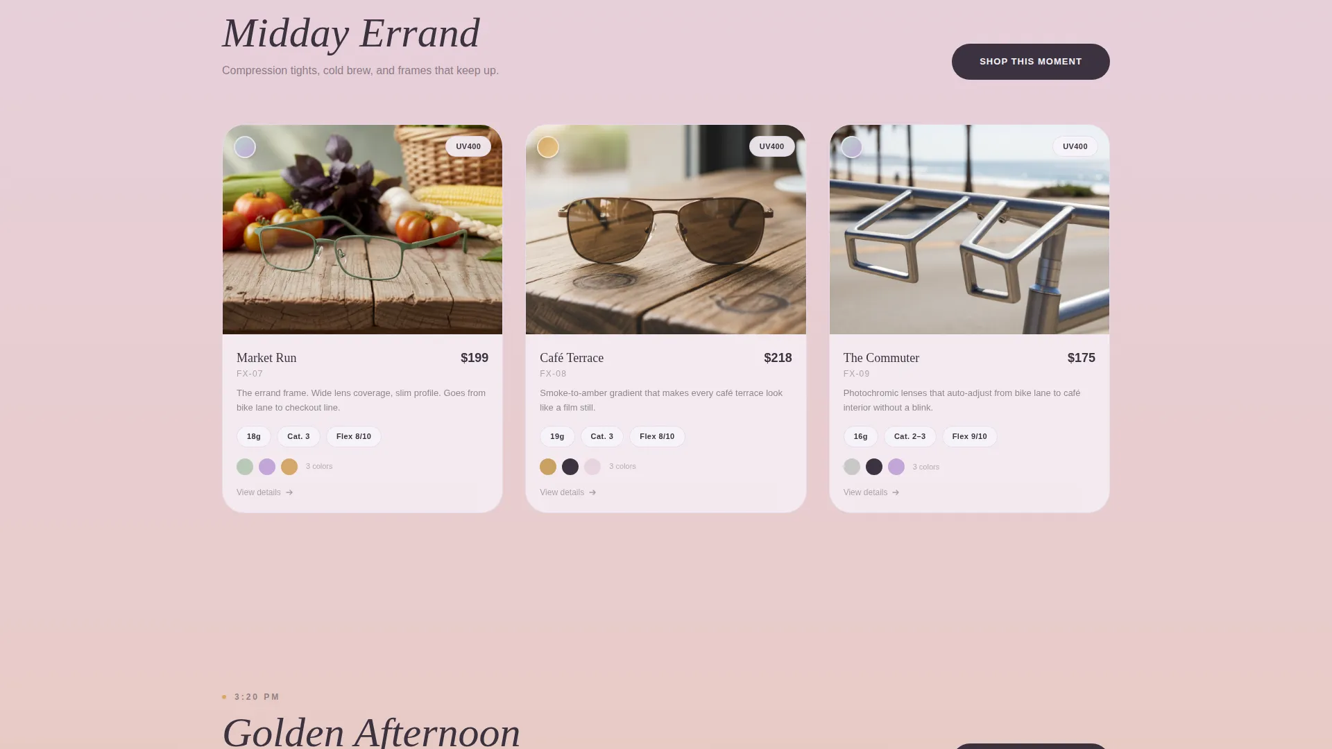 Athleisure Eyewear Gallery Landing Page Template