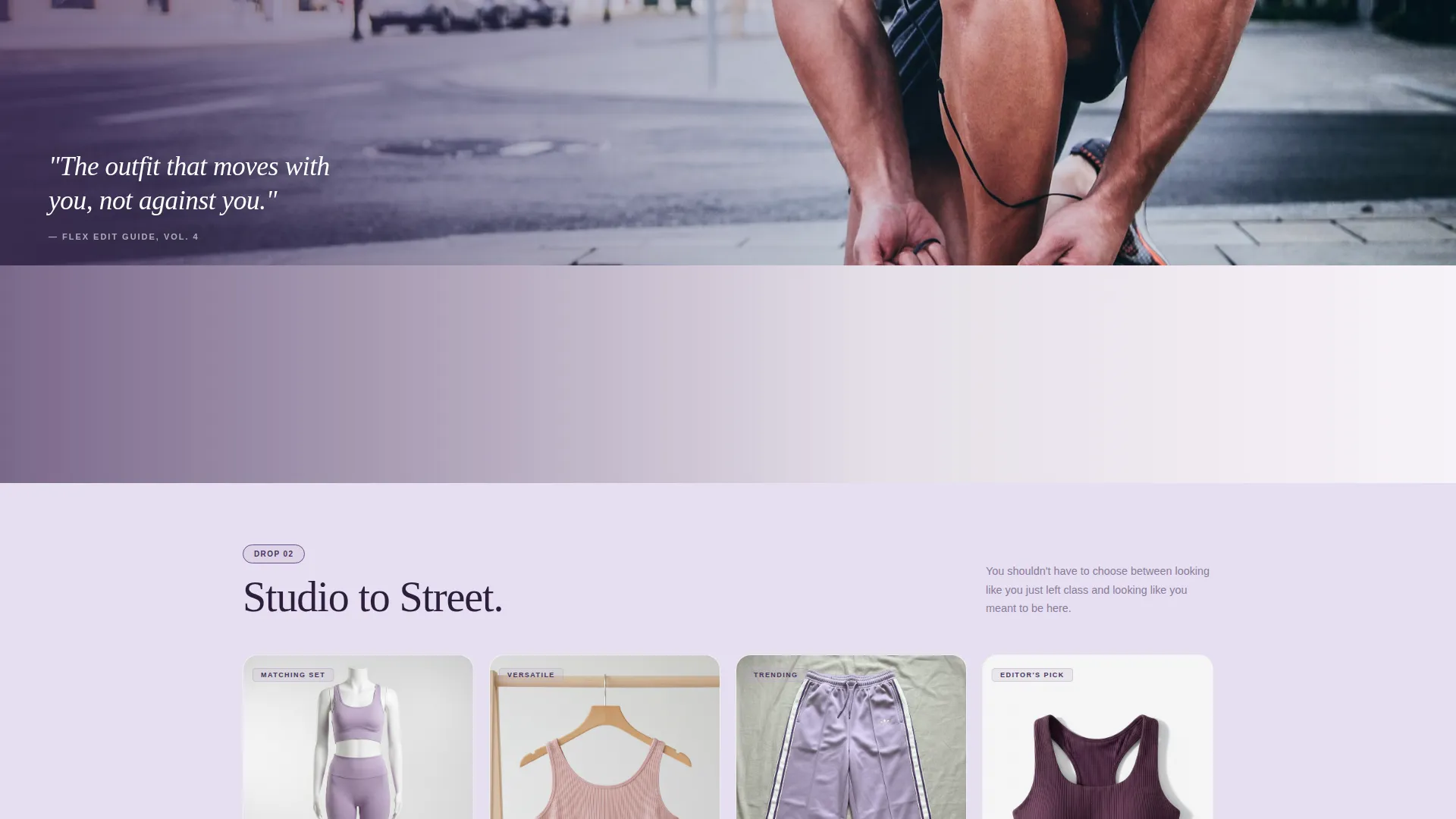 Athleisure Landing Page Template | Lavender Dream