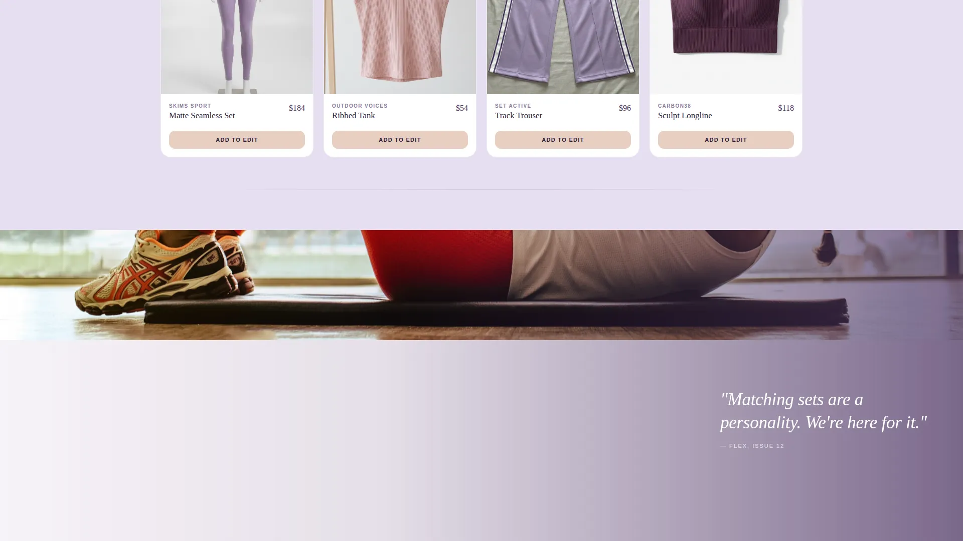 Athleisure Landing Page Template | Lavender Dream