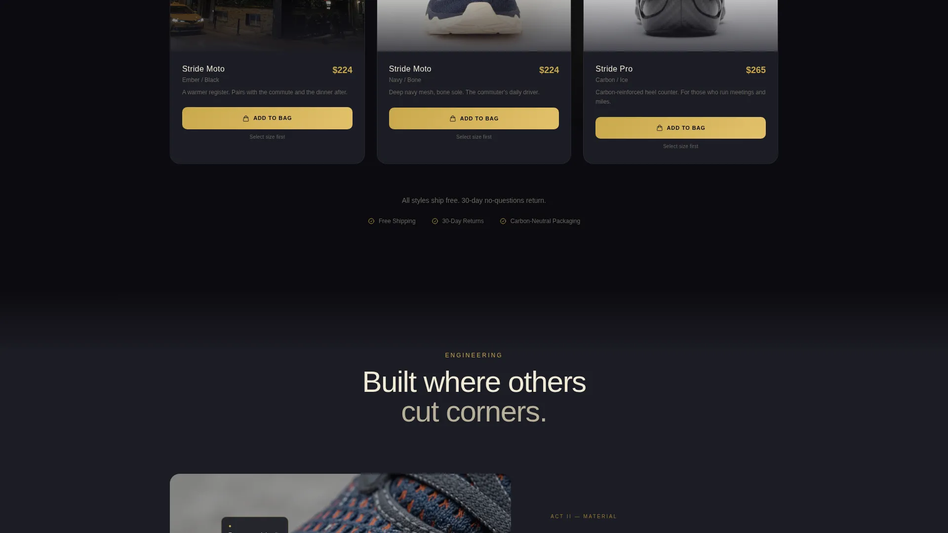 Cinematic Athleisure Shoe Landing Page Template