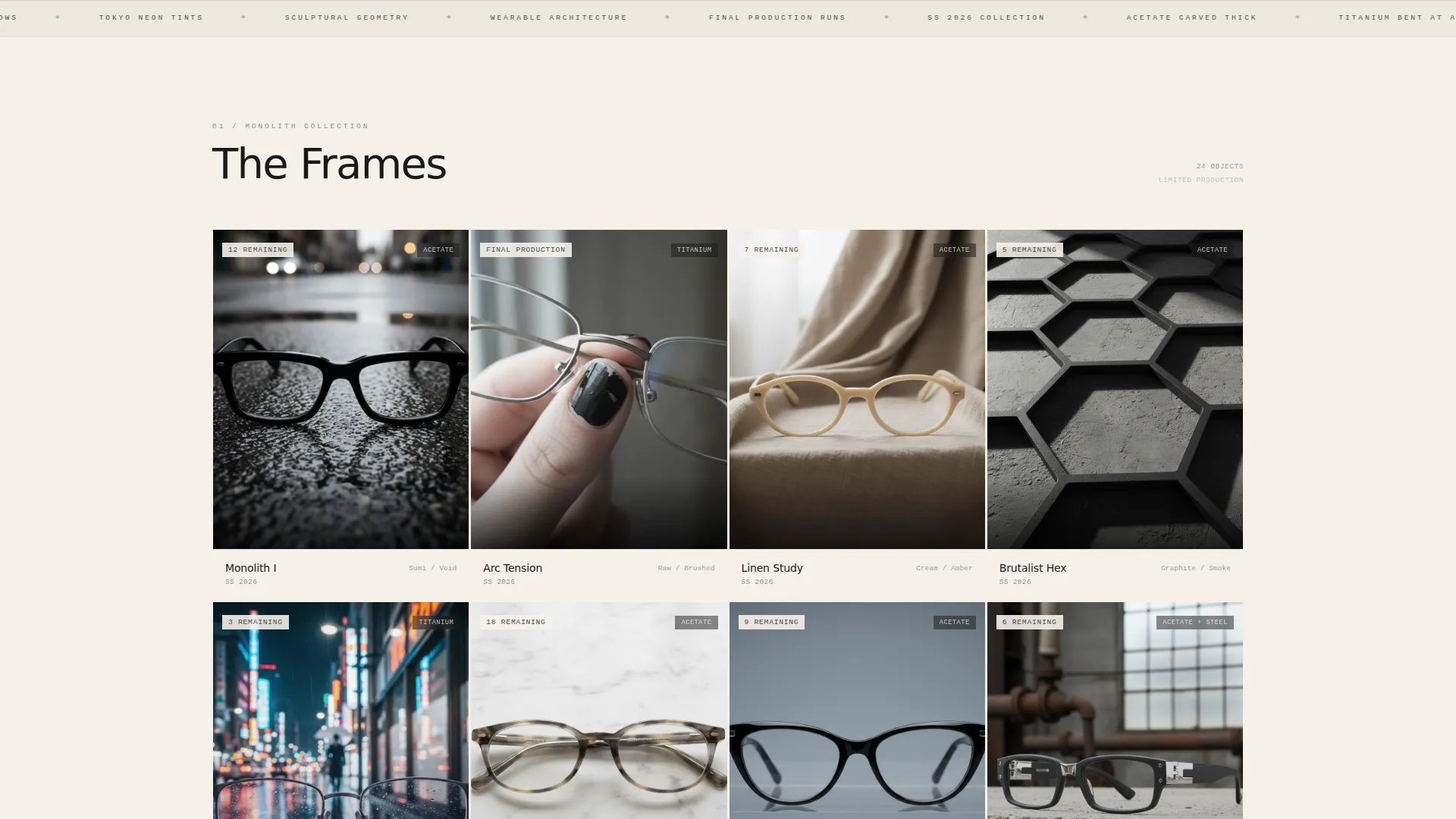 Avant-Garde Eyewear Landing Page Template