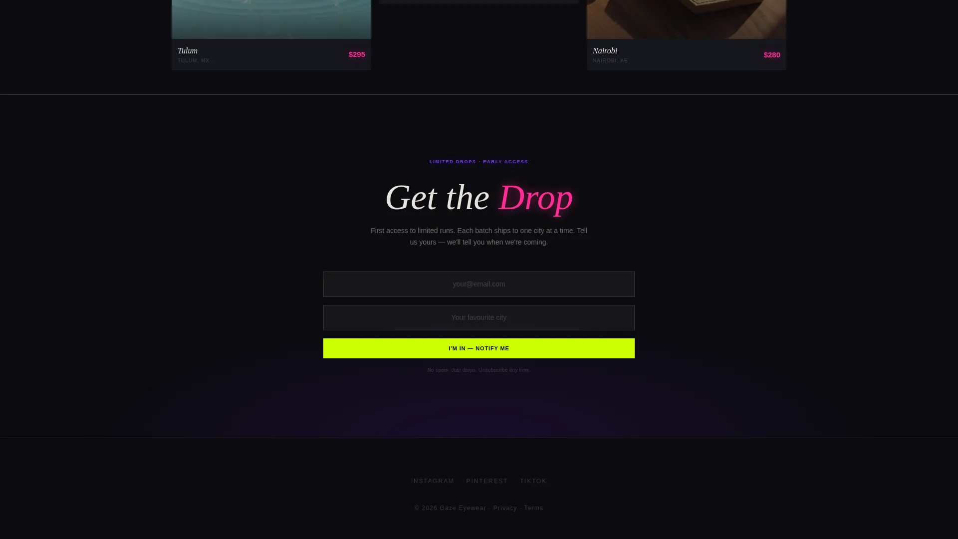 Bohemian Eyewear Brand Landing Page Template