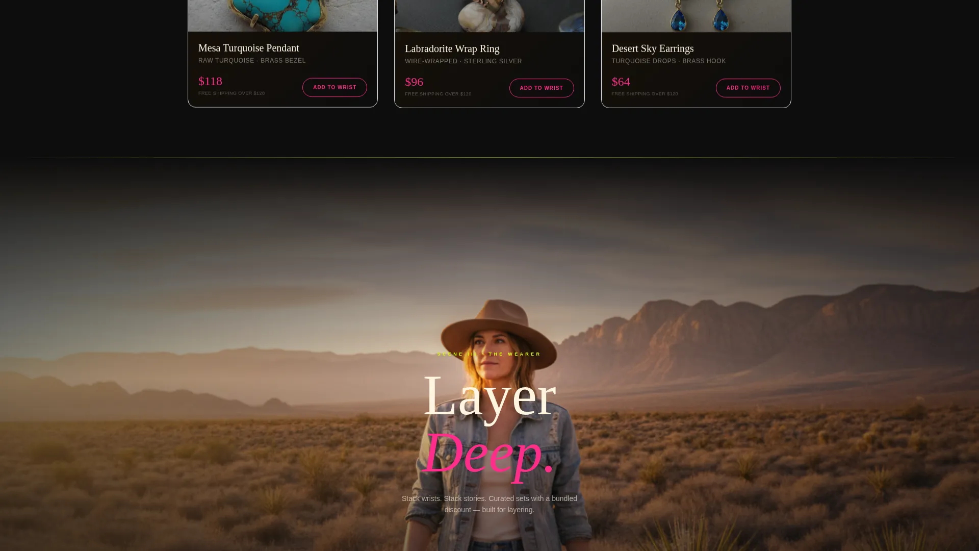 Neo-Retro Bohemian Jewelry Landing Page Template